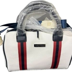 Brand new  with Tags Nautica White & Black Women's Bag Suchet Striped Red & Blue